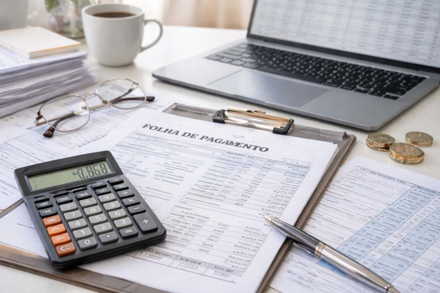 Ilustração sobre folha de pagamento